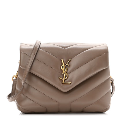 Saint Laurent Calfskin Y Quilted Monogram Toy Loulou Crossbody Bag Taupe 1 of 10