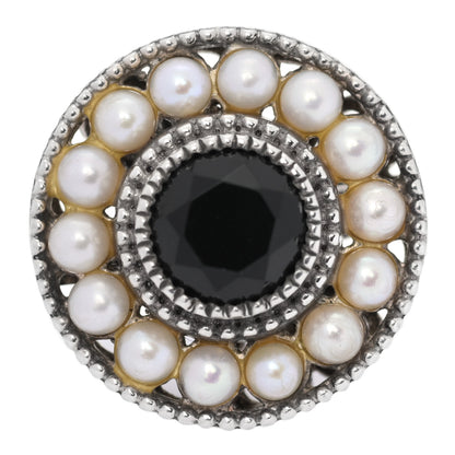 Tiffany Sterling Silver Black Onyx Freshwater Pearl Ziegfeld Ring 49 4.75 1 of 5