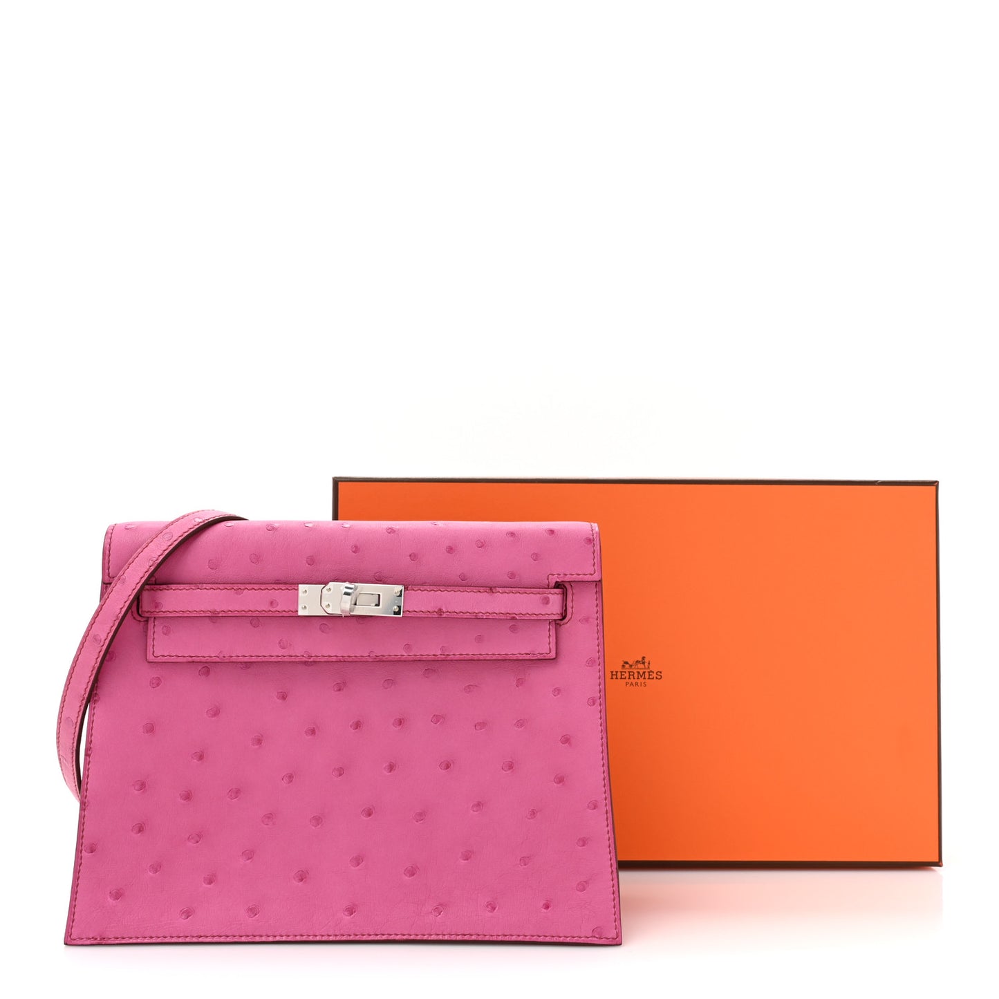 Ostrich Kelly Danse II Belt Bag Rose Tyrien