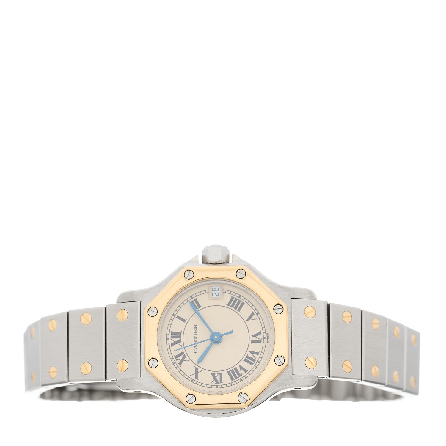 Cartier Stainless Steel 18K Yellow Gold 25mm Santos Octagon Quartz Watch 2 of 4