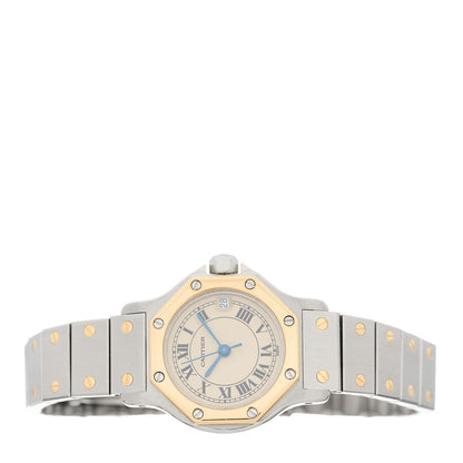 Cartier Stainless Steel 18K Yellow Gold 25mm Santos Octagon Quartz Watch 2 of 4