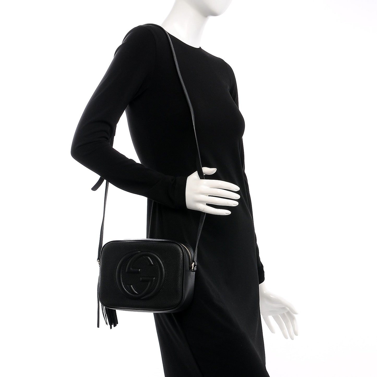 Pebbled Calfskin Small Soho Disco Bag Black