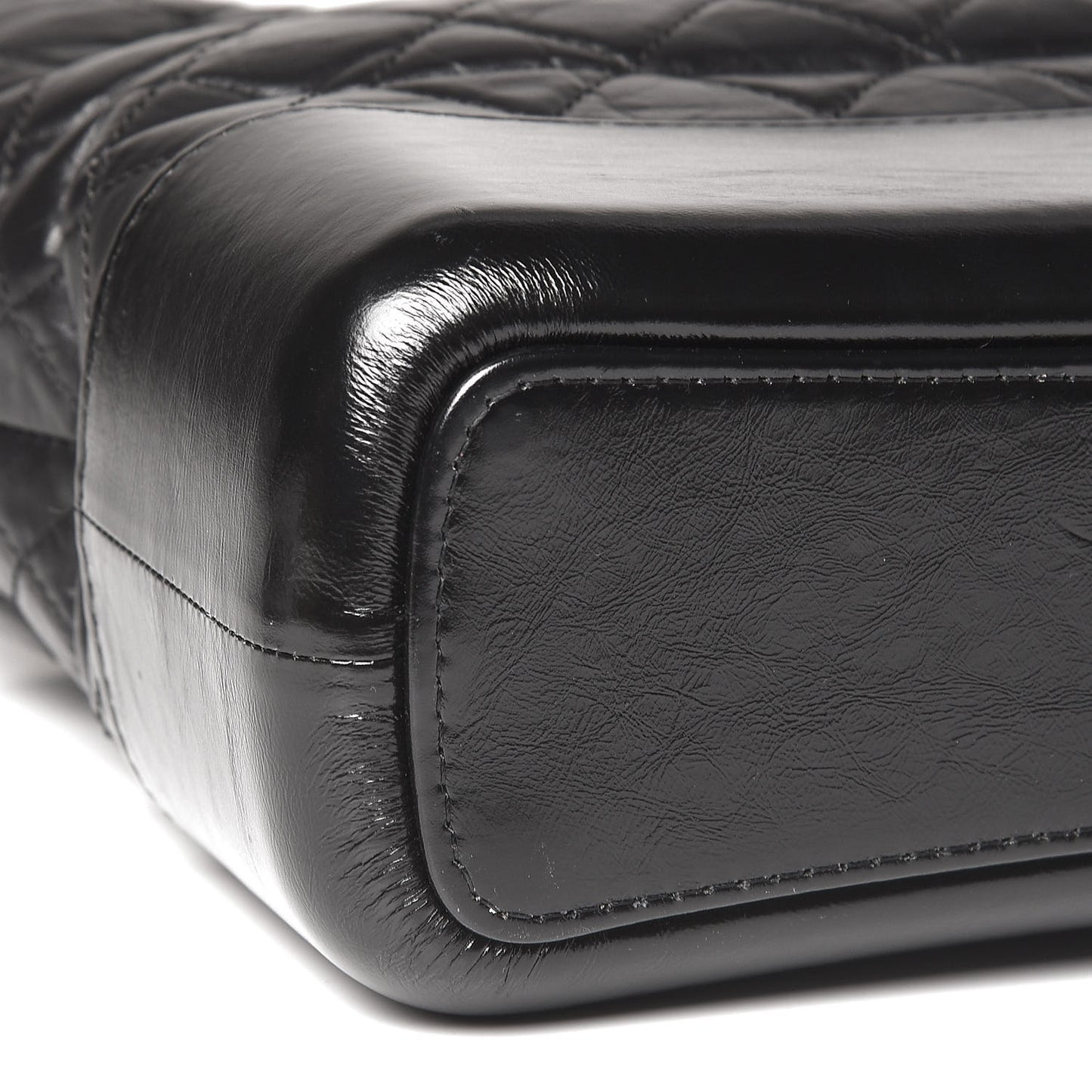 Aged Calfskin Quilted Medium Gabrielle Hobo Black