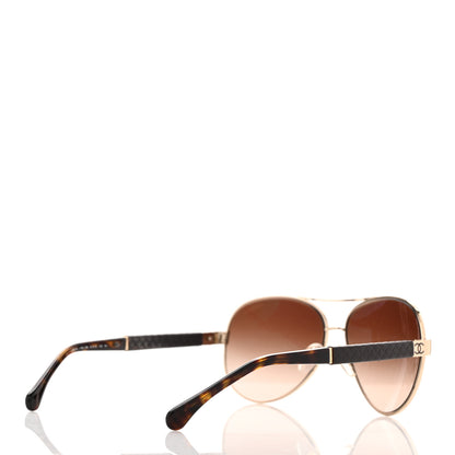 Chanel Lambskin Quilted CC Aviator Sunglasses 4195-Q Brown Gold 3 of 10