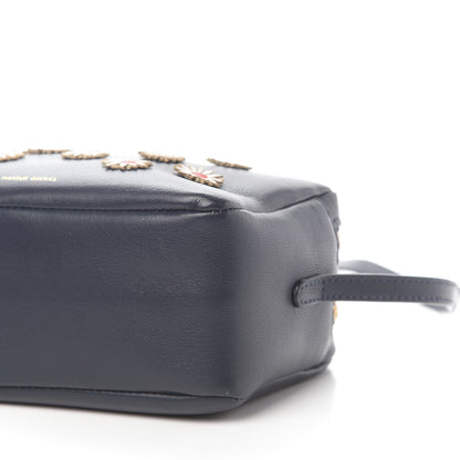 Mansur Gavriel Lambskin Floral Double Zip Crossbody Blue White 9 of 9