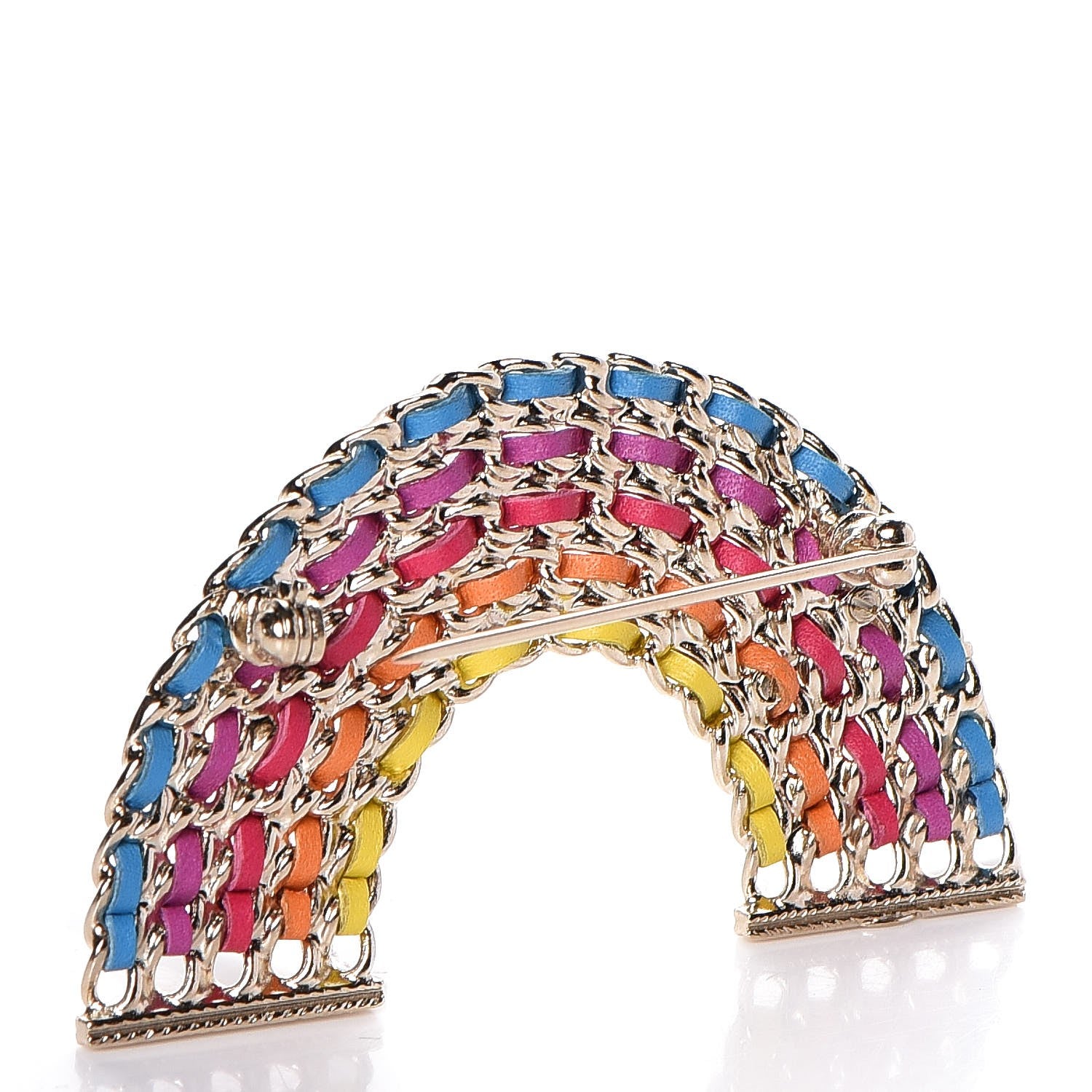 Chanel Lambskin Chain Rainbow CC Brooch Gold Multicolor 3 of 5