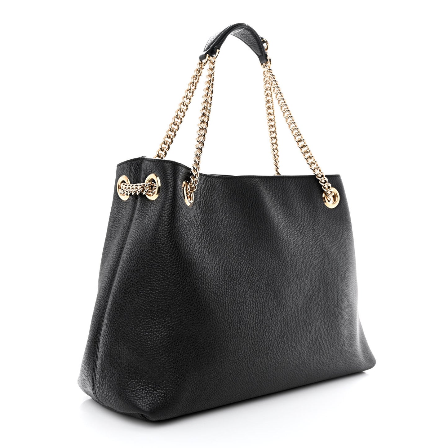 Pebbled Calfskin Medium Soho Chain Shoulder Bag Black