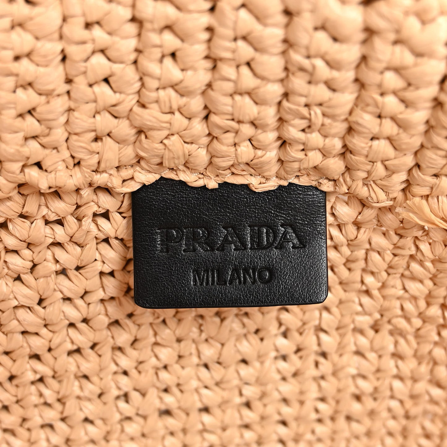 Yarn Raffia Effect Crochet Embroidered Logo Tote Naturale