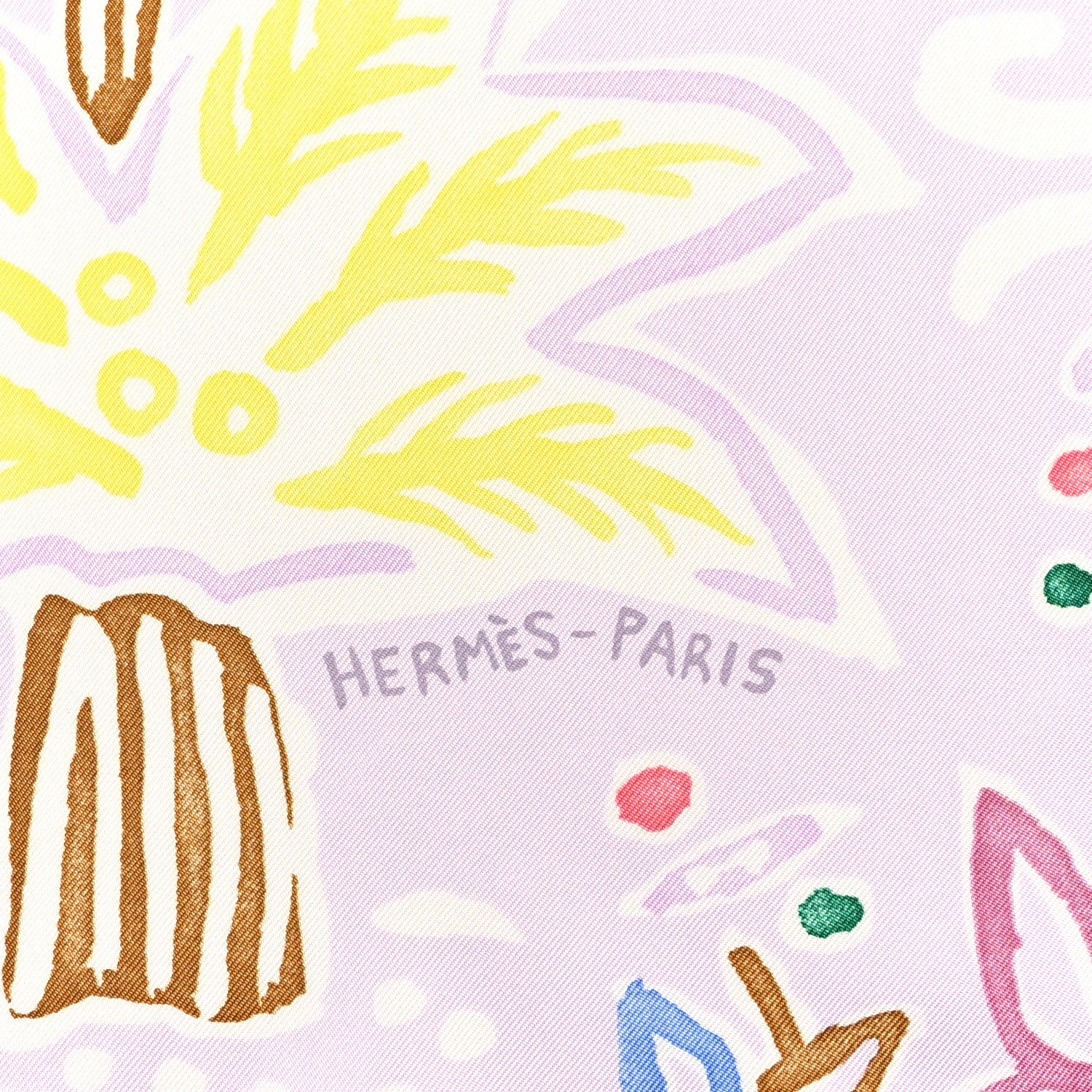 Hermes Silk Isola Di Primavera Scarf 90 Rose Pale Bleu Jaune 2 of 6