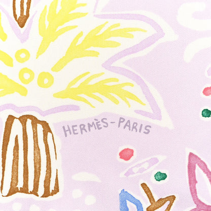 Hermes Silk Isola Di Primavera Scarf 90 Rose Pale Bleu Jaune 2 of 6