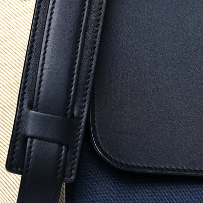 Celine Smooth Calfskin Linen Medium Tri-Color Trapeze Navy Blue 7 of 9