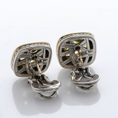 David Yurman Sterling Silver 18K Yellow Gold Peridot 11mm Albion Earrings 3 of 5