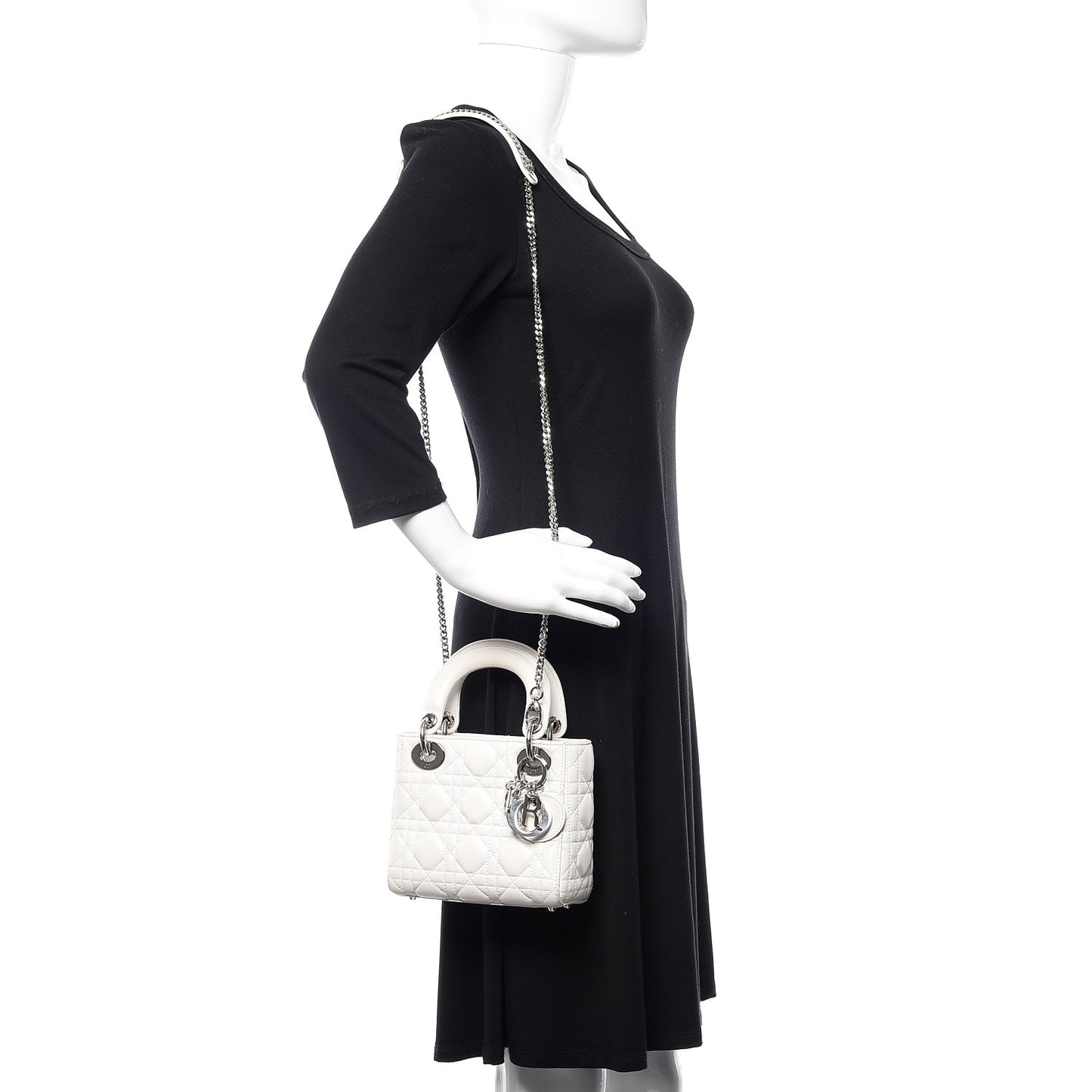 Lambskin Cannage Mini Lady Dior White