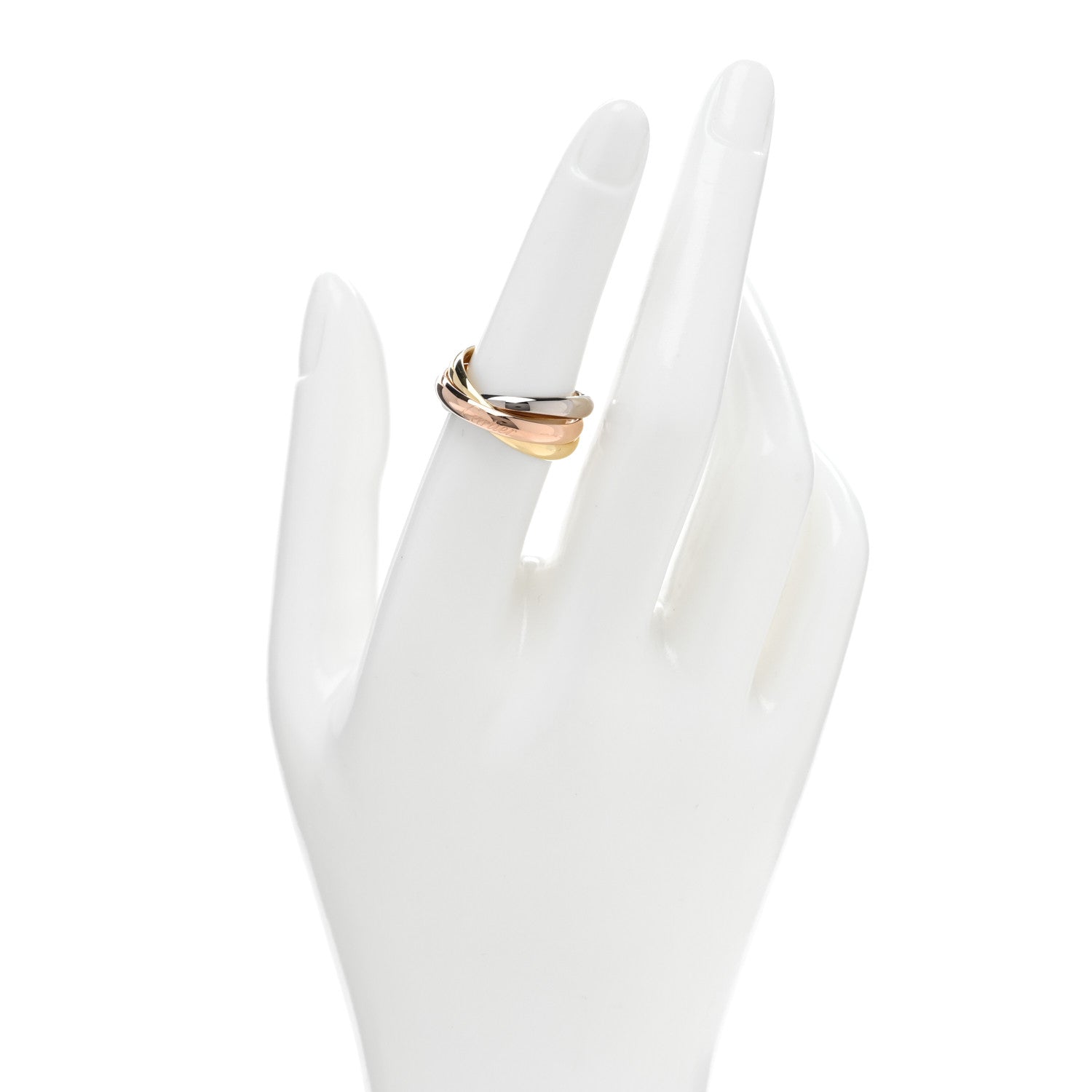 Cartier 18K Pink Yellow White Gold Small Trinity Ring 53 6.25 2 of 5