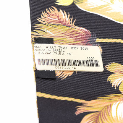Hermes Silk Brazil Maxi Twilly Black Kaki Vieil 4 of 4