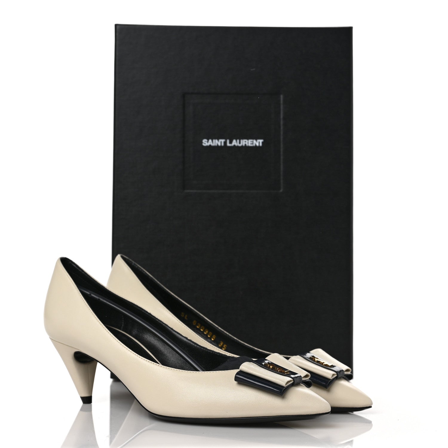Saint Laurent Calfskin Bow Anais Pumps 35 White 11 of 11