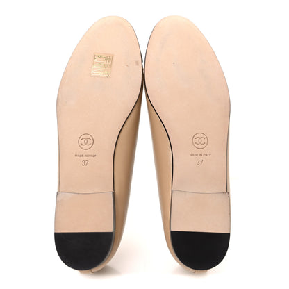 Chanel Lambskin Cap Toe CC Ballerina Flats 37 Beige Black 7 of 12