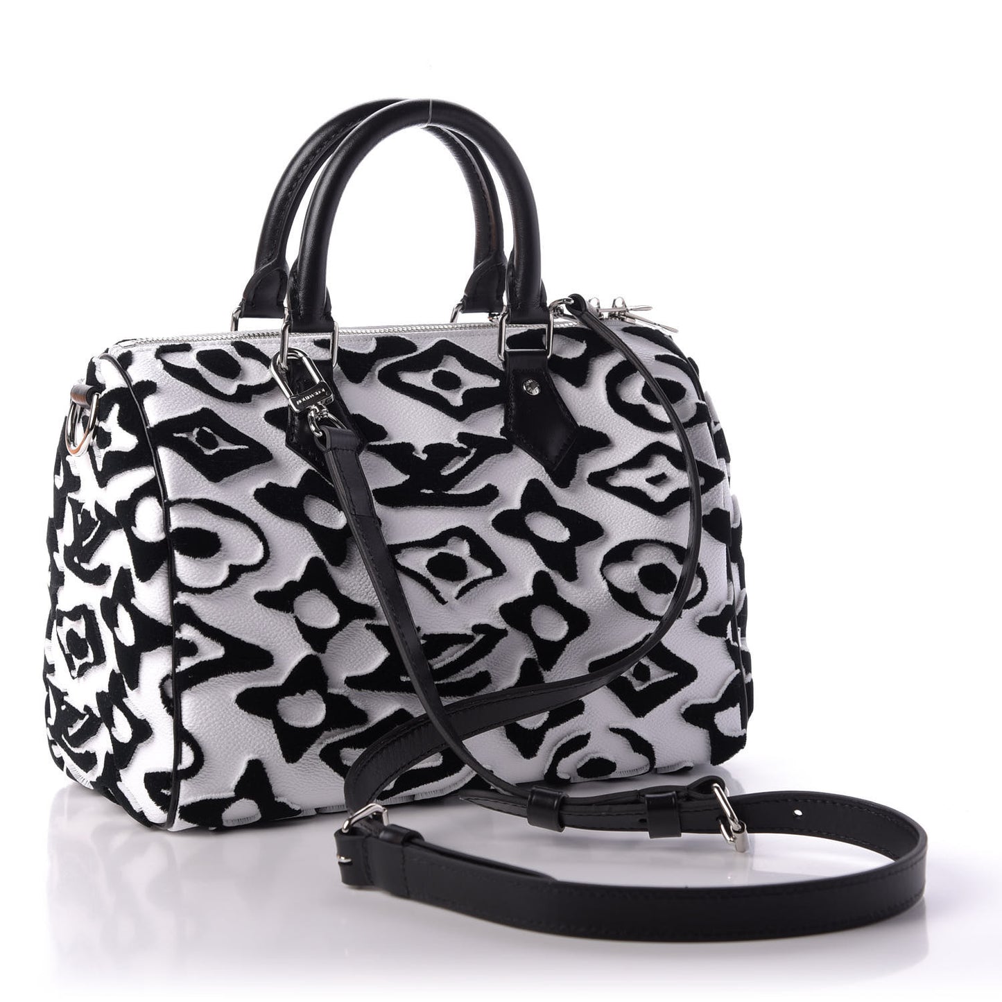 X UF Tufted Monogram Speedy Bandouliere 25 White Black