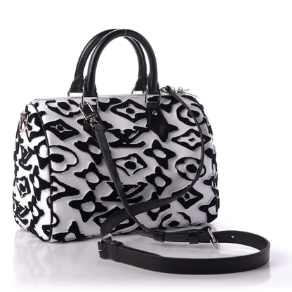 Louis Vuitton X UF Tufted Monogram Speedy Bandouliere 25 White Black 3 of 10
