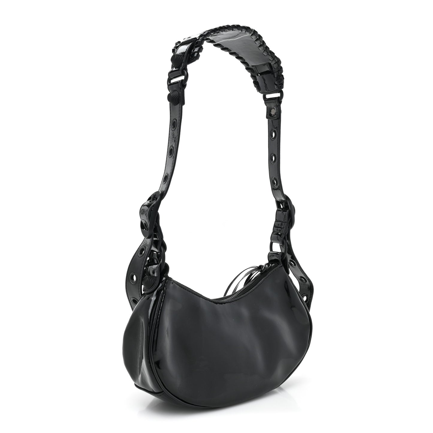 Patent Faux Leather Le Cagole Shoulder Bag XS Black