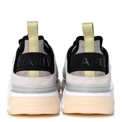 Chanel Fabric Suede Calfskin CC Sneakers 40 White Black 5 of 10