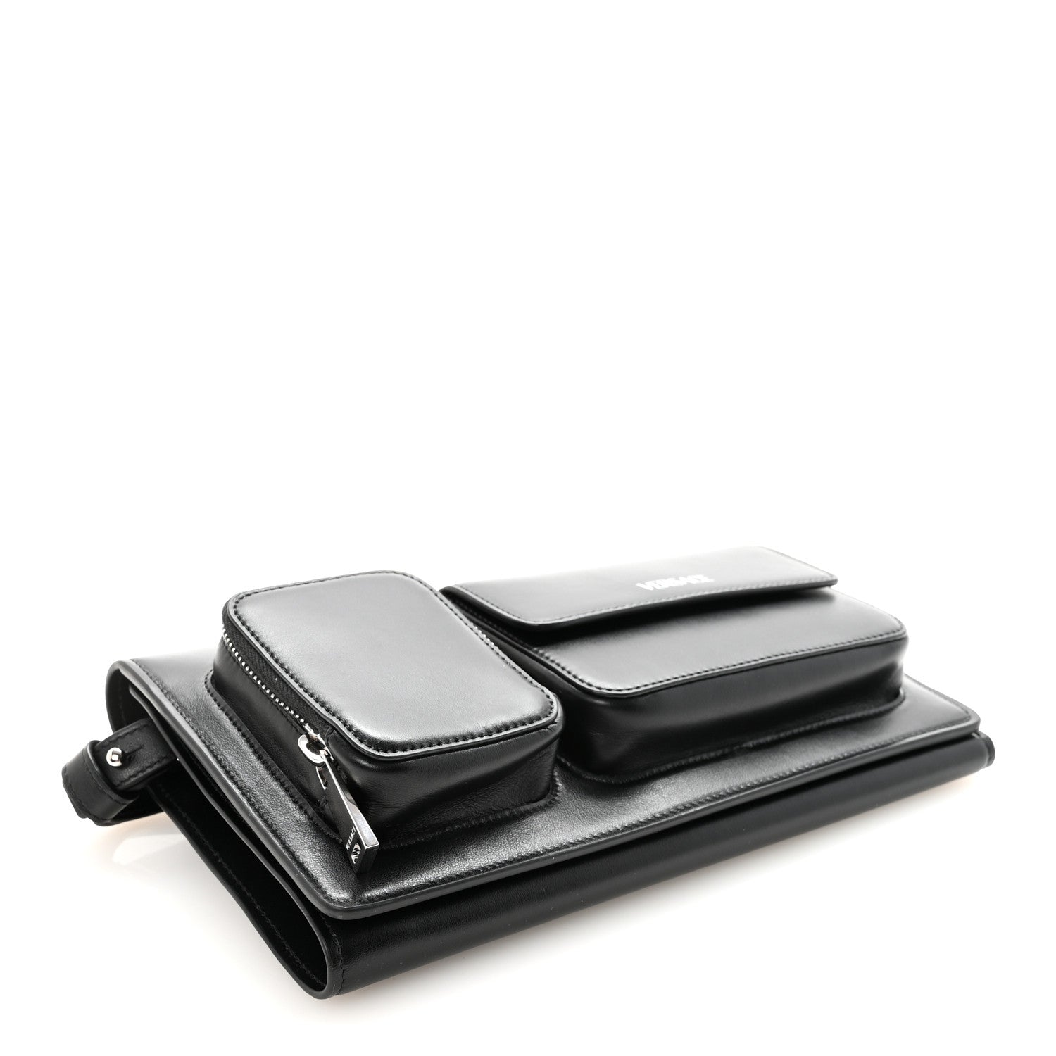 Versace Calfskin Trifold Document Case Clutch Black 4 of 7