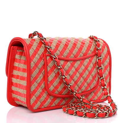 Chanel Raffia Jute Striped Small Urban Jungle Single Flap Red 3 of 10