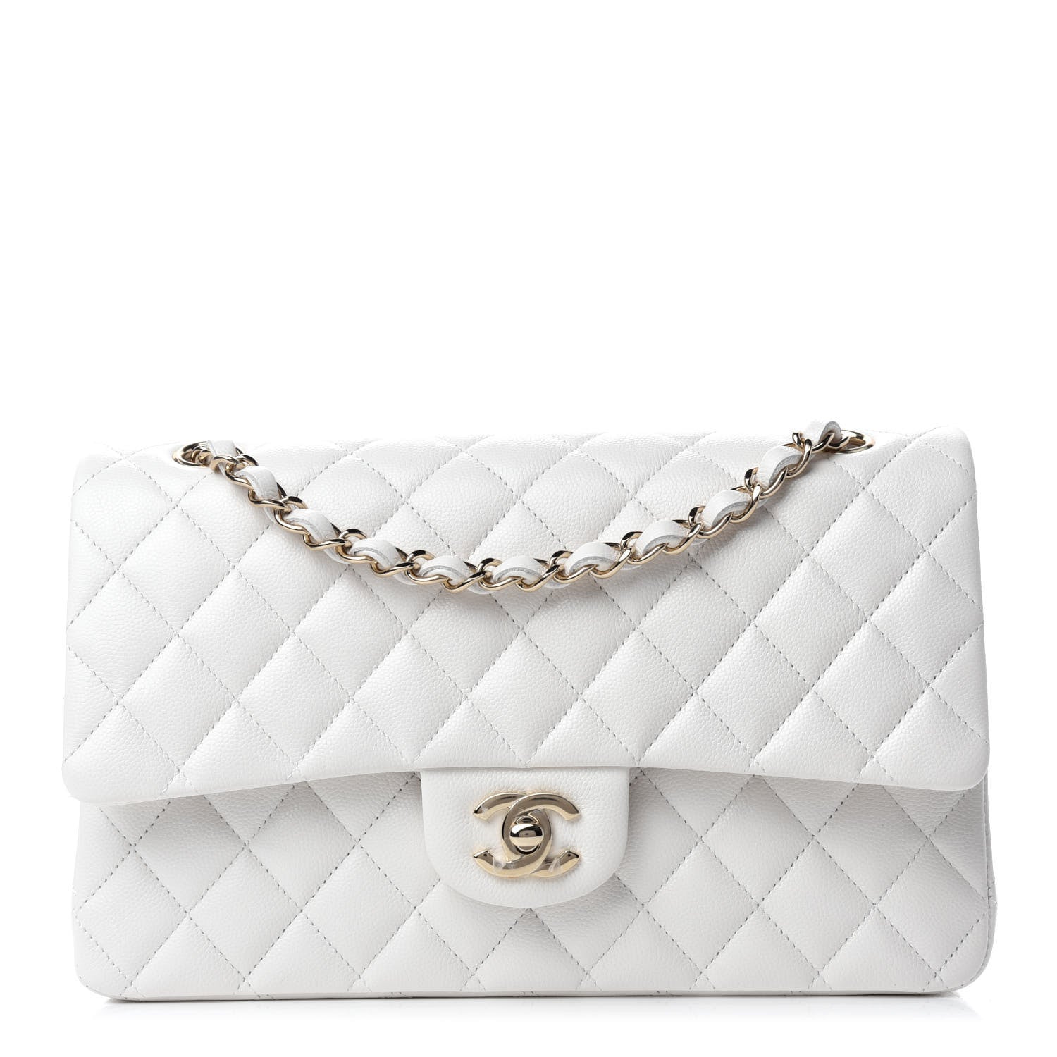 Chanel Caviar Quilted Medium Double Flap White 1 of 12