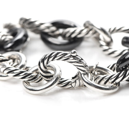 David Yurman Sterling Silver Ceramic 13mm Large Oval Link Bracelet Black 4 of 5