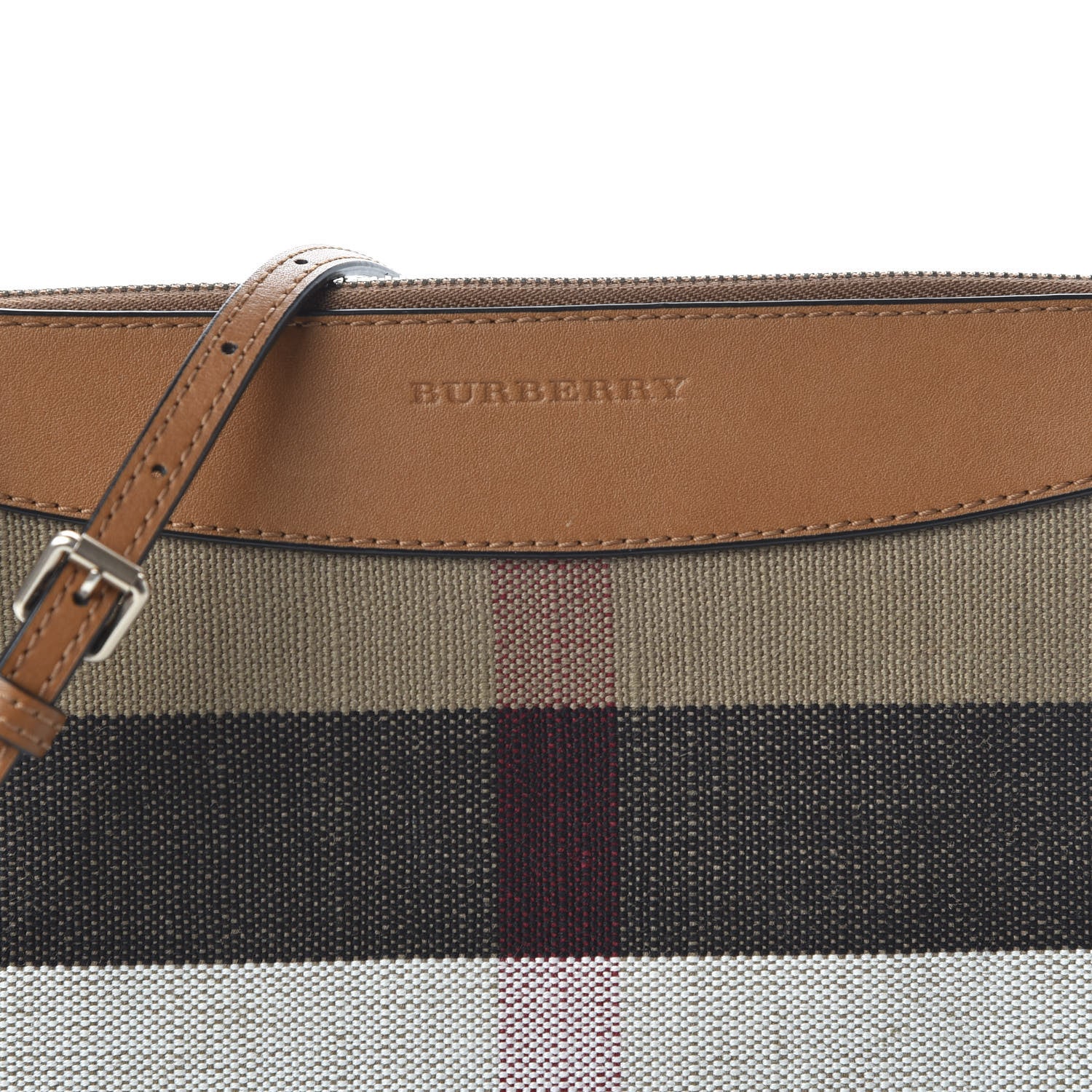 Burberry Mega Check Peyton Crossbody Clutch Bag Saddle Brown 9 of 10
