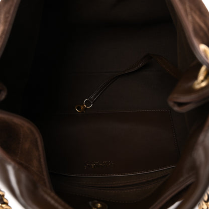 Chanel Suede Calfskin Lambskin Quilted Maxi Hobo Dark Brown 4 of 9