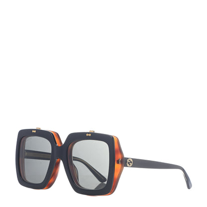 Gucci Acetate Oversized Flip Up Sunglasses GG0088S Tortoise Black 1 of 8