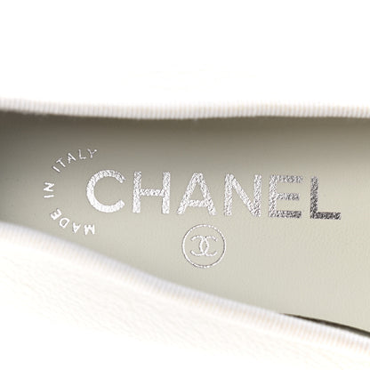Chanel Calfskin Patent Cap Toe CC Ballerina Flats 36 White 7 of 13