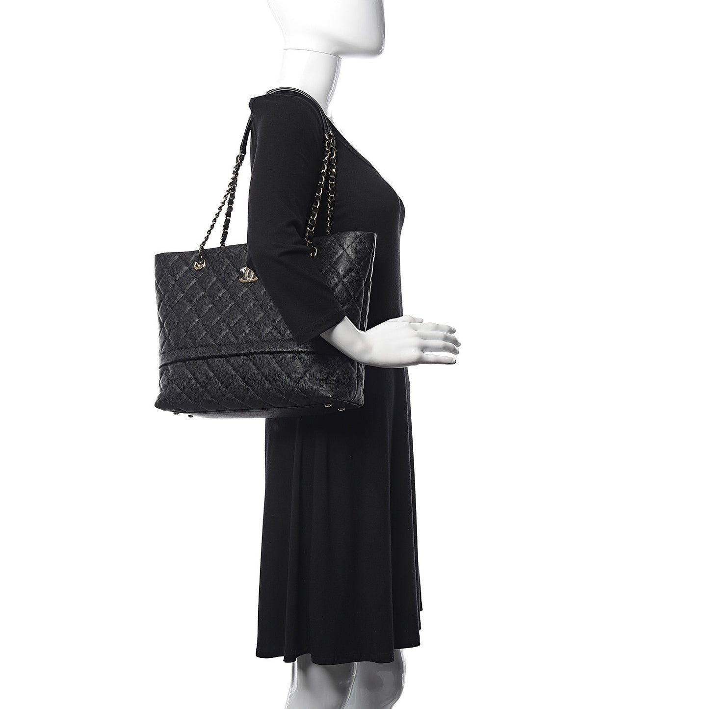 Caviar Quilted Rolled Up Tote Black