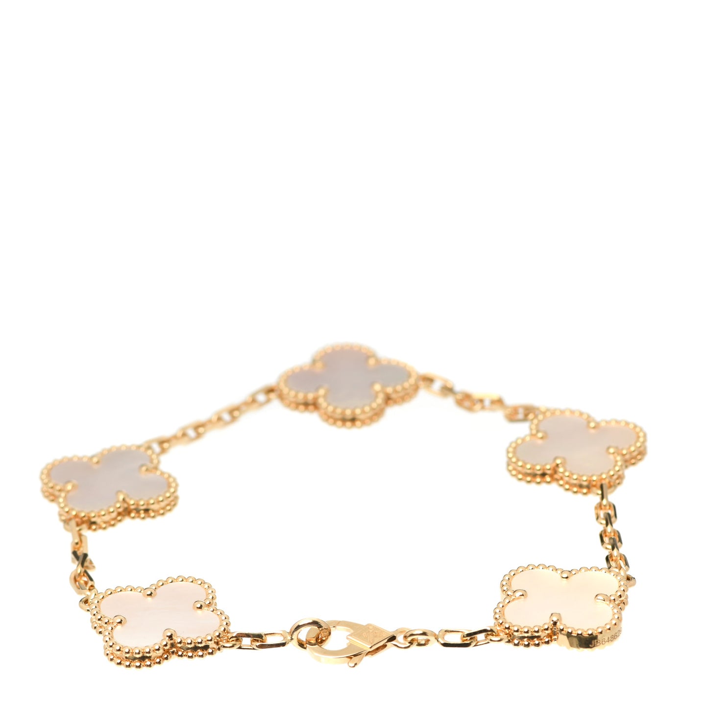 18K Yellow Gold Mother of Pearl 5 Motifs Vintage Alhambra Bracelet