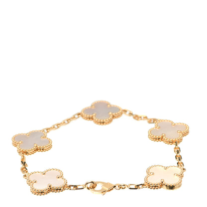 Van Cleef & Arpels 18K Yellow Gold Mother of Pearl 5 Motifs Vintage Alhambra Bracelet 3 of 7