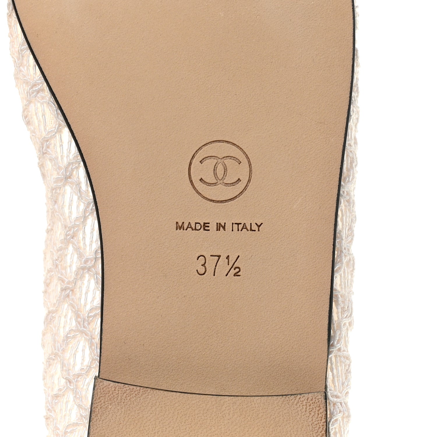Chanel Embroidered Grosgrain Cap Toe Ballerina Flats 37.5 White