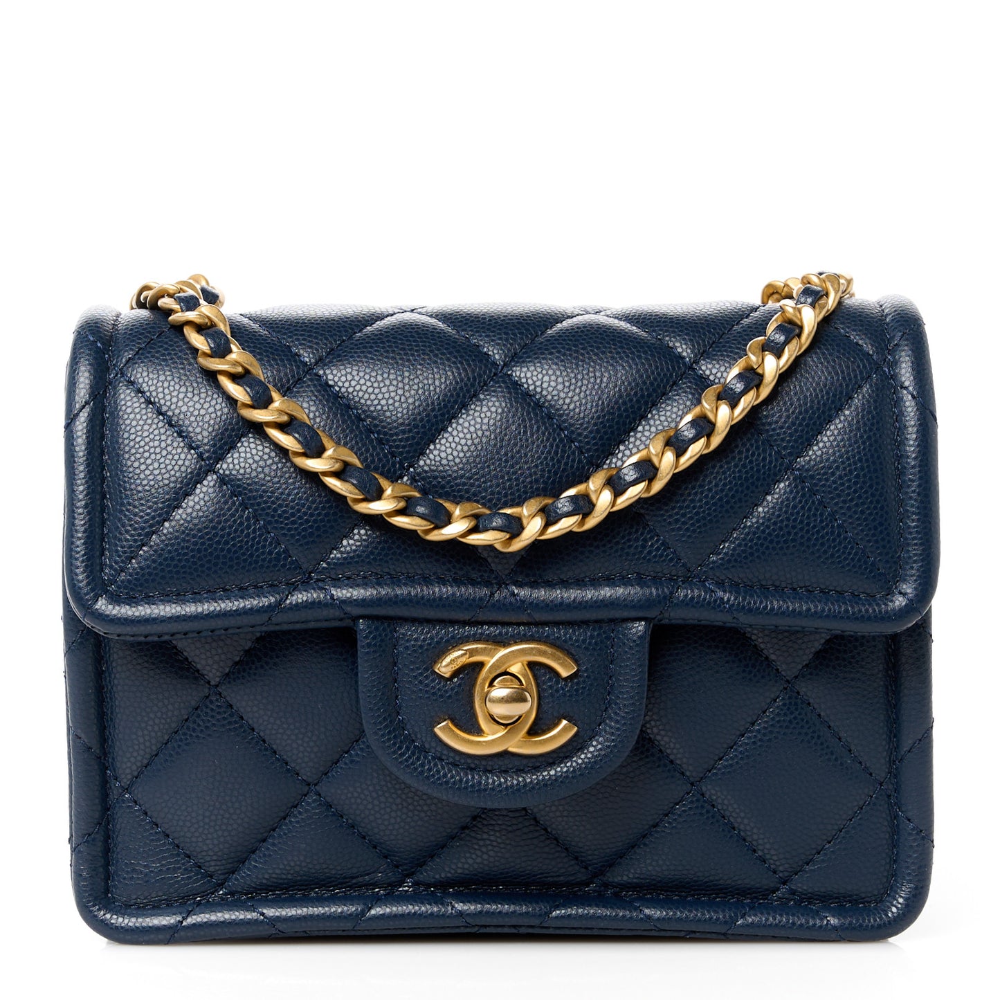 Caviar Quilted Mini Sweet Classic Flap Navy Blue