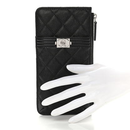 Chanel Caviar Quilted Boy Flat Wallet Pouch Black 2 of 7