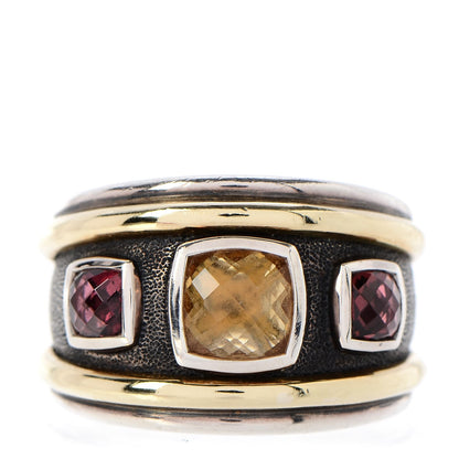 David Yurman Sterling Silver 14K Yellow Gold Citrine Rhodolite Garnet 15mm Renaissance Ring 54 7 1 of 5