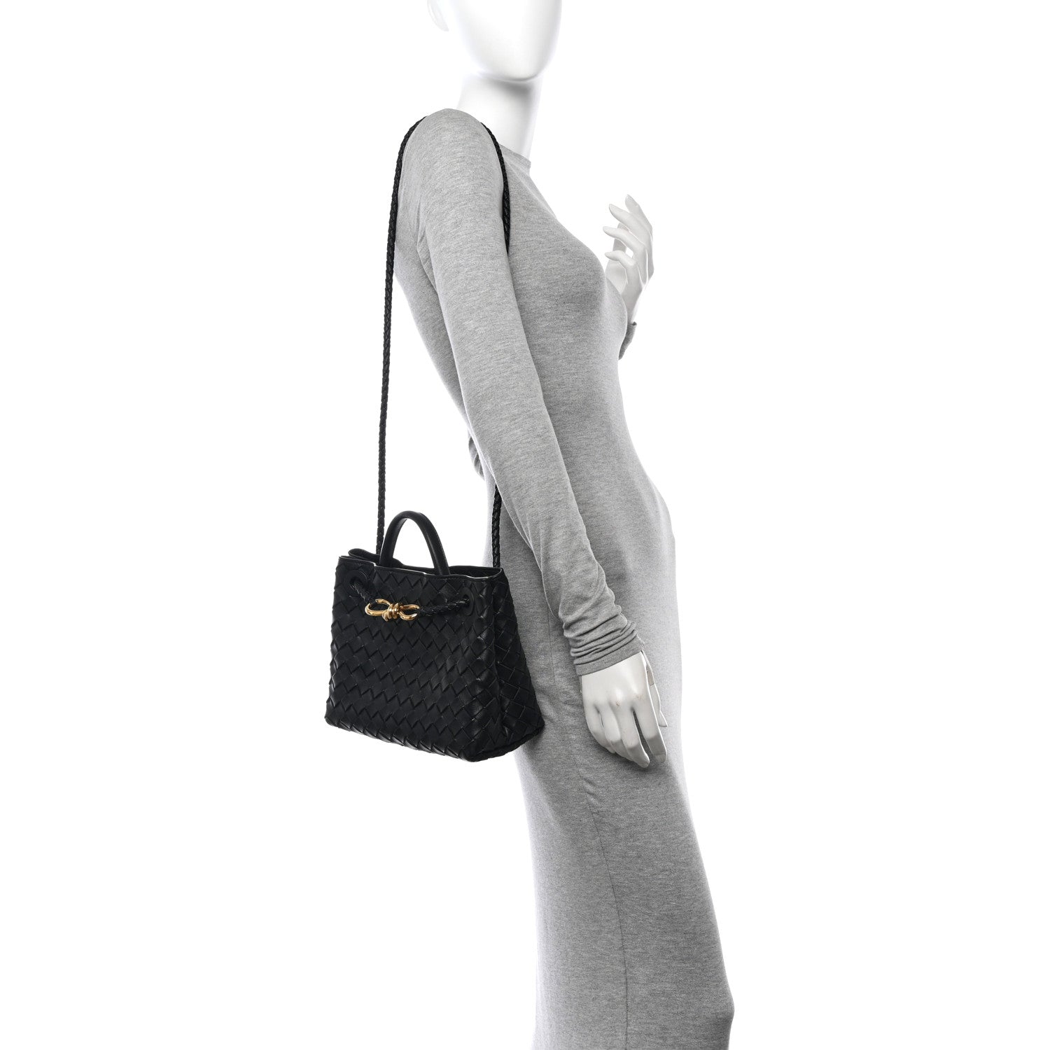 Bottega Veneta Nappa Intrecciato Small Andiamo Shoulder Bag Black 2 of 9