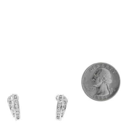 Tiffany Platinum Diamond .78ctw Hoop Earrings 2 of 4