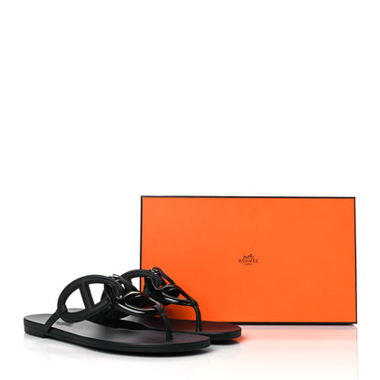 Hermes Rubber Womens Egerie Sandals 40 Black 8 of 8