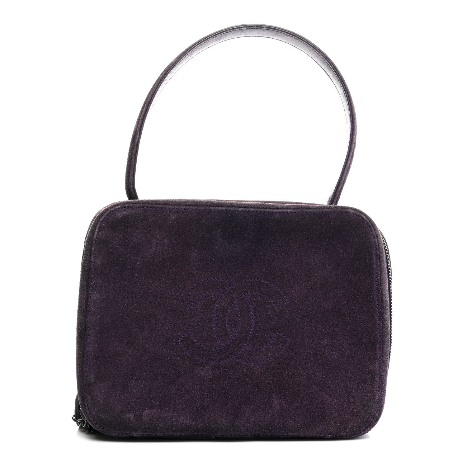 Chanel Suede CC Handbag Bag Purple 1 of 10
