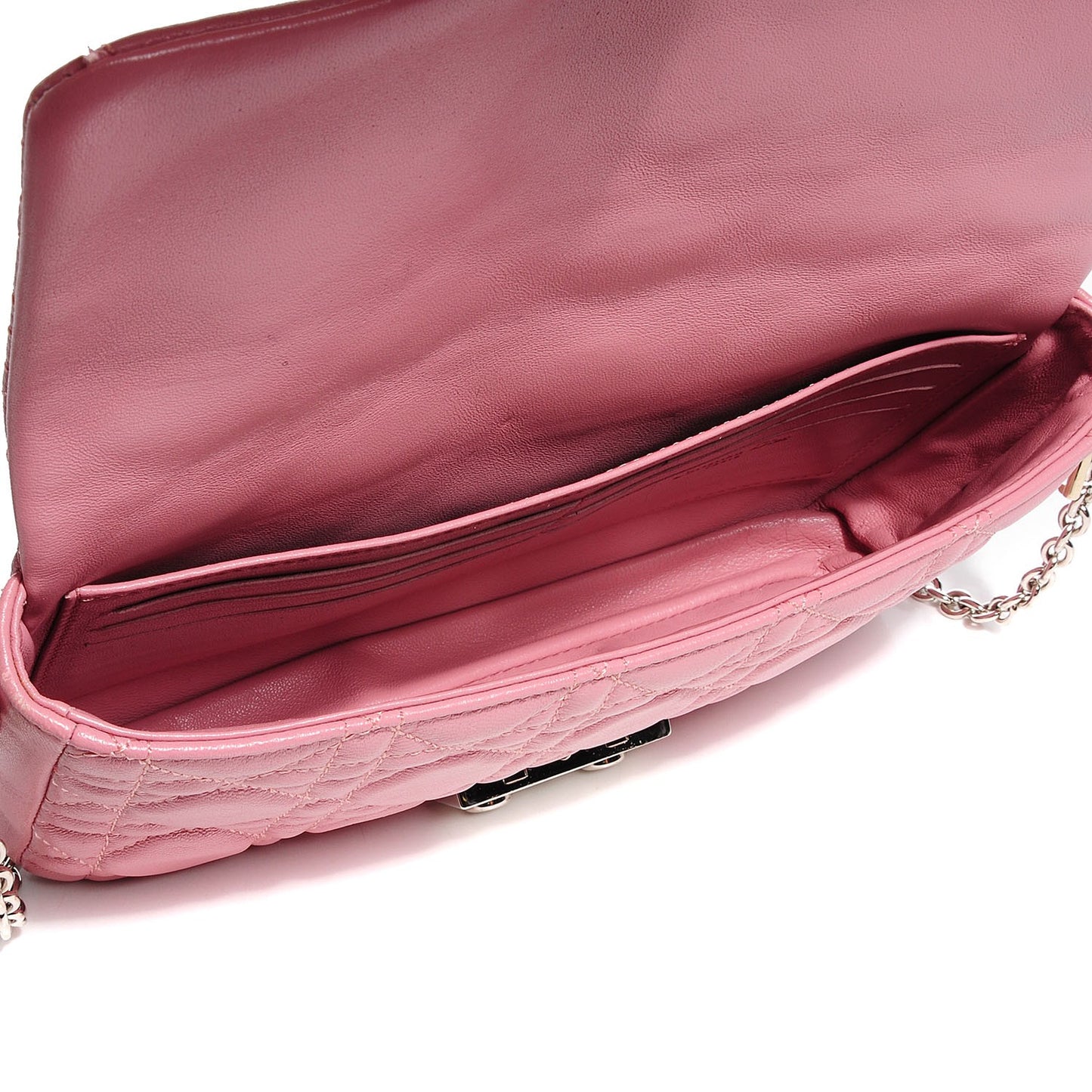 Lambskin Cannage New Lock Pouch Magnolia