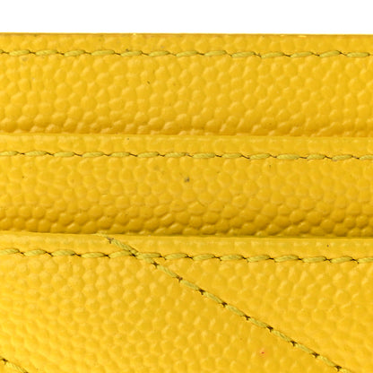 Saint Laurent Grain De Poudre Matelasse Chevron Monogram Credit Card Case Mimosa 10 of 11