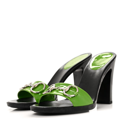 Gucci Patent Lambskin Horsebit High Heel Sandals 7.5 Spring 3 of 9