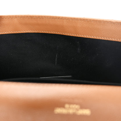 Saint Laurent Grain De Poudre Matelasse Chevron Monogram Cassandre Flap Pouch Natural Dark 8 of 8