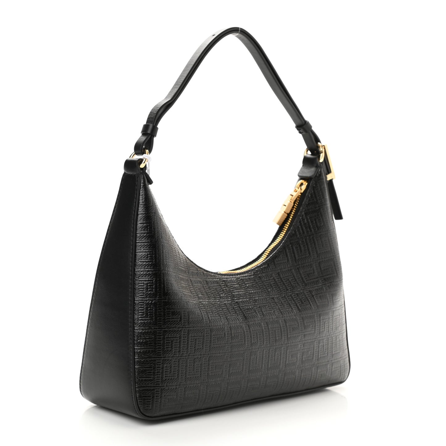 Coated Canvas Logo 4G Embossed Small Moon Cut Out Shoulder Bag Black
