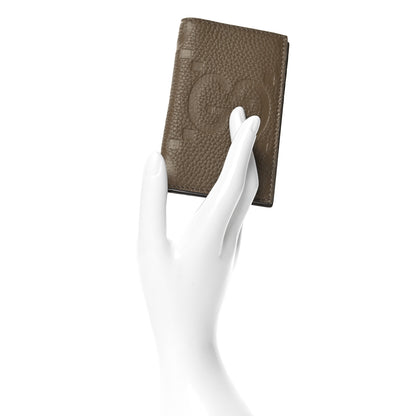 Gucci Piuma Calfskin Jumbo GG Embossed Card Case Taupe 2 of 7